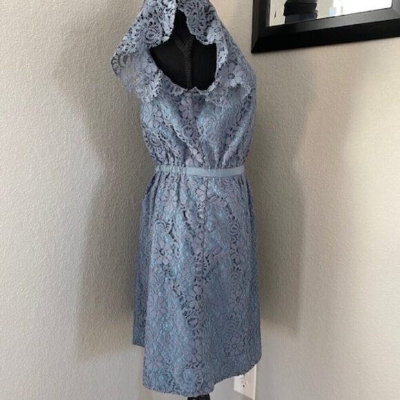 MADEWELL Dusty Blue Lace Flutter Sleeve Dress Sz 2 - Picture 6 of 14